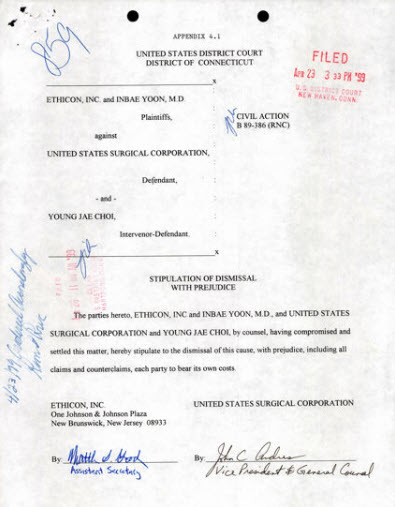 Typewritten page showing the filing date, plaintiff and defendant 