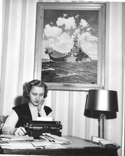 Informal Portrait of Margaret Truman Using a Typewriter