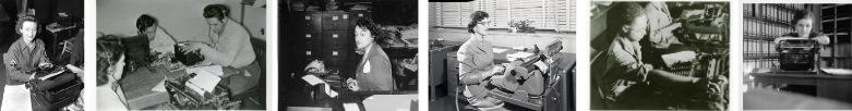 Banner of people with typewriters