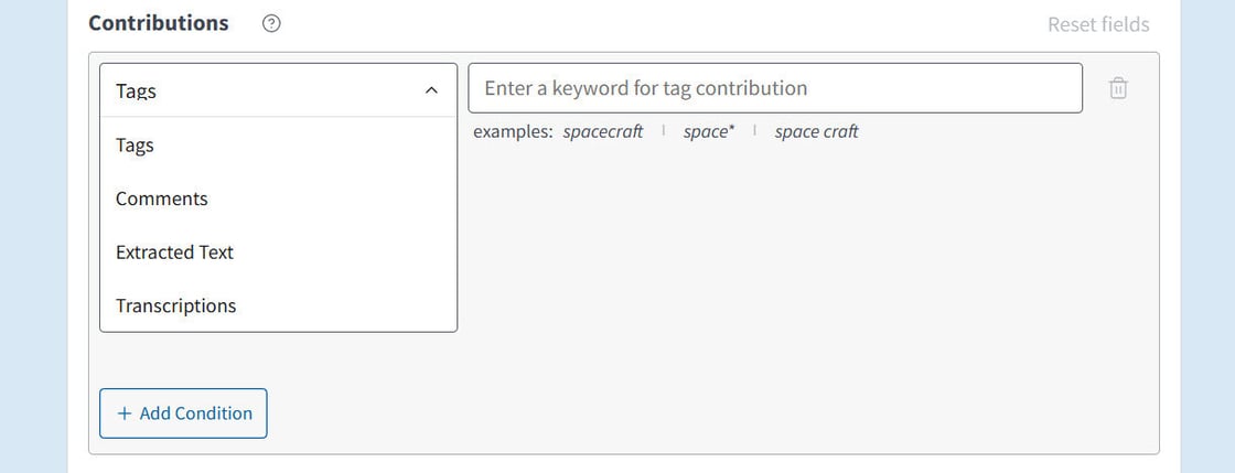 Contribution drop down menu