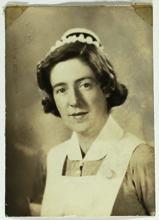 Black and white photograph of Mary Louise Carpenter in a nurse's uniform