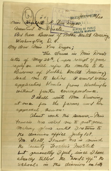 Handwritten letter in the nurse file of Elizabeth Margaret Walsh