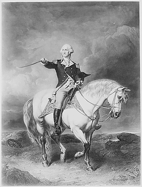 Washington Receiving a Salute on the Field of Trenton. 1776. Copy of print by William Holl after John Faed, published circa 1860s