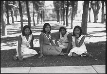 Photograph of children and grounds of Carson/Stewart Indian School