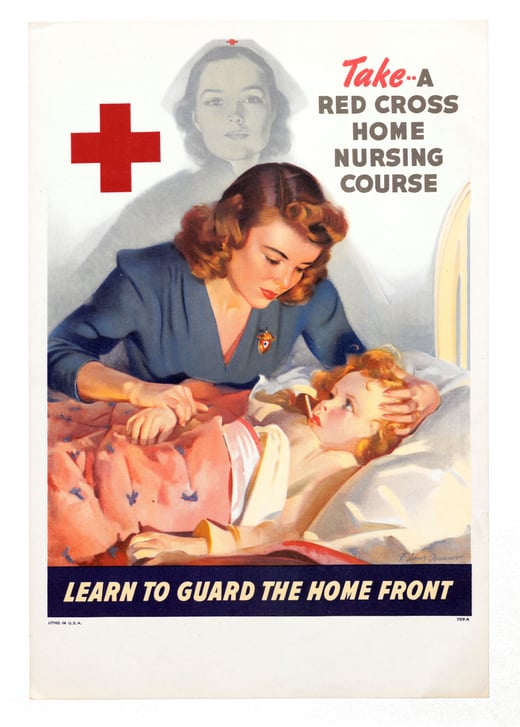 Vintage WWII American Red Cross Home Nursing Course Book
