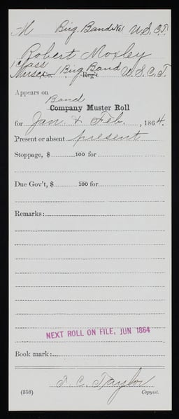 Fifth page of the military service record of Robert Moxley
