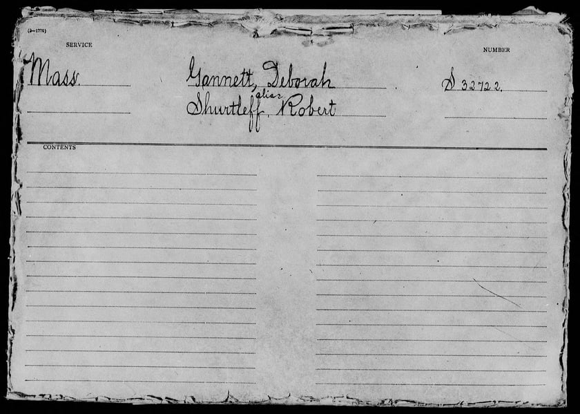 Revolutionary War Pension and Bounty Land Warrant Application File S 32722, Deborah Gannett, Mass.