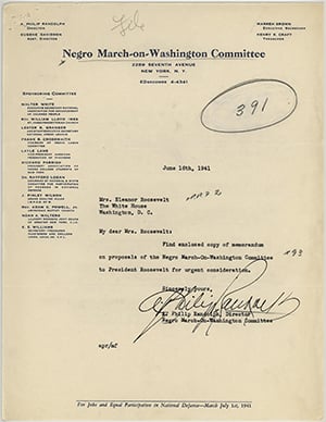 A. Philip Randolph Letter to Eleanor Roosevelt