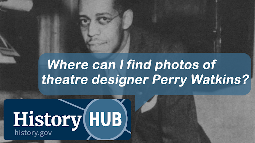 Where can I find photos of theatre designer Perry Watkins?