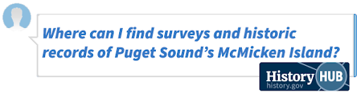 Where can I find surveys and historic records of Puget Sound's McMicken Island?