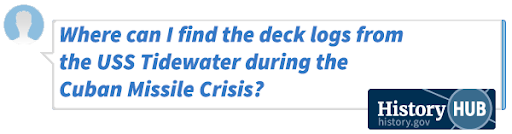 Where can I find the deck logs from the USS Tidewater during the Cuban Missile Crisis?