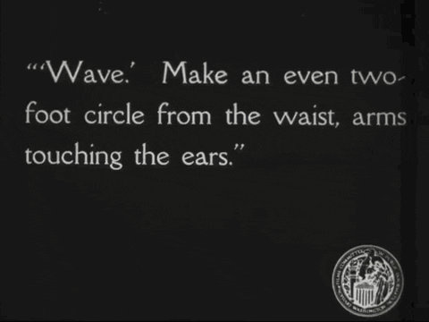 Animated black and white GIF of Walter Camp demonstrating exercise moves.