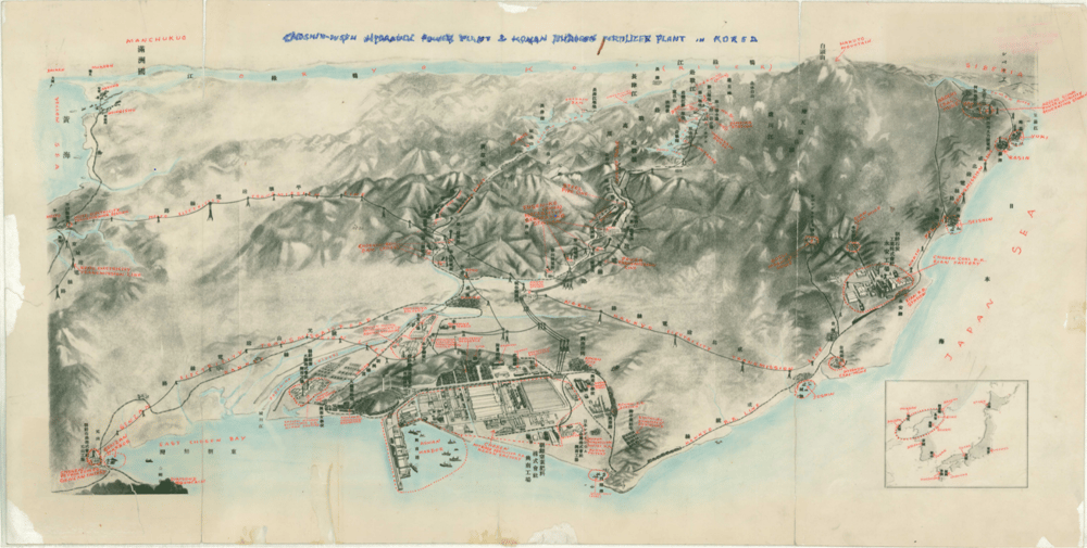 Color map showing the area around the Korean Fertilizer Plant