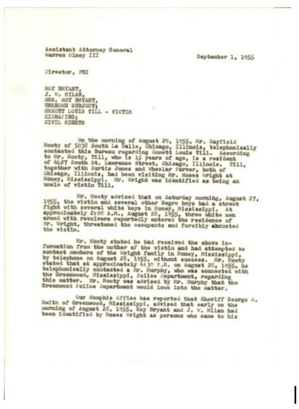 Memorandum to Assistant Attorney General Warren Olney III, page 1