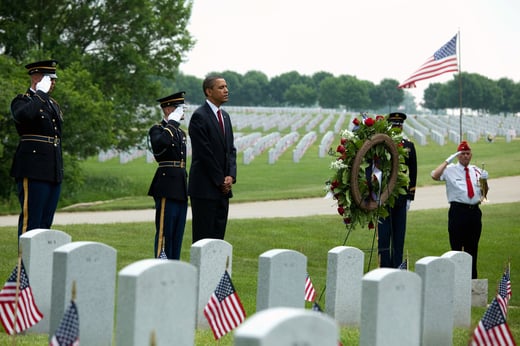 President Barack Obama Attends a Memorial Day Ceremony at Abraham Lincoln National Cemetery