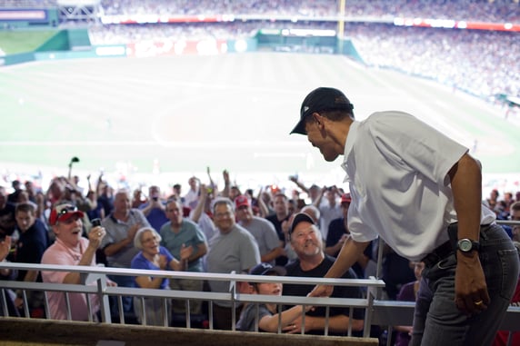 President Barack Obama Attends a Baseball Game at Nationals Park
