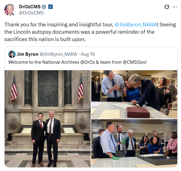 X Post from @DrOzCMS on August 20, 2025